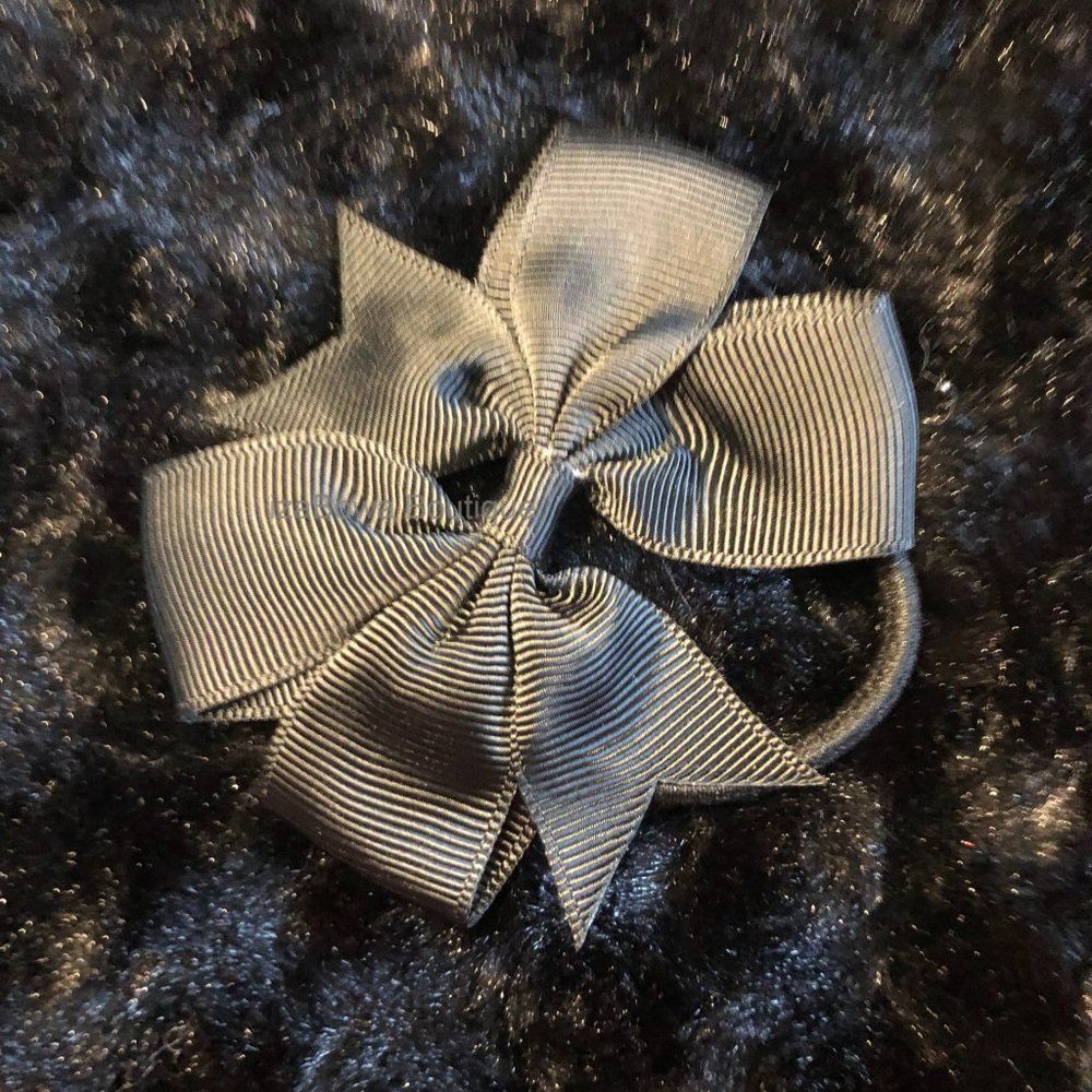 SET of Black 3" Pinwheel Bow Ponytail  PO4085 HAND CRAFTED
